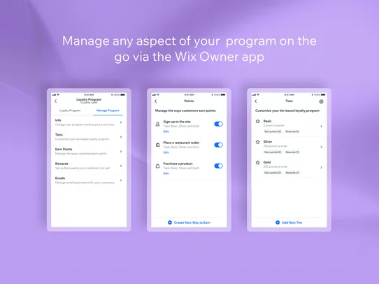 Wix Loyalty Program screenshot