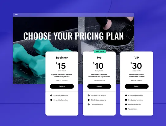 Wix Pricing Plans screenshot