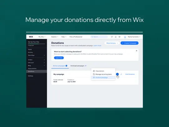 Wix Donations screenshot