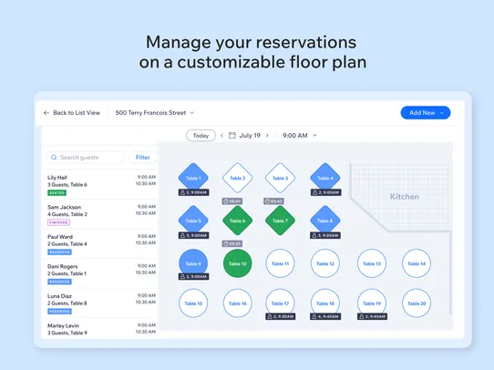 Wix Table Reservations screenshot