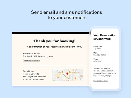 Wix Table Reservations screenshot