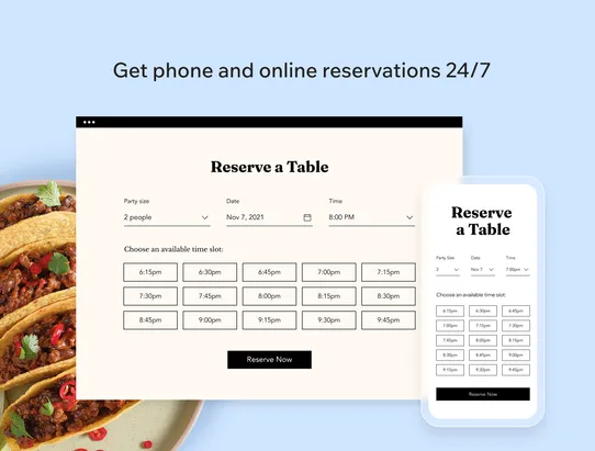 Wix Table Reservations screenshot