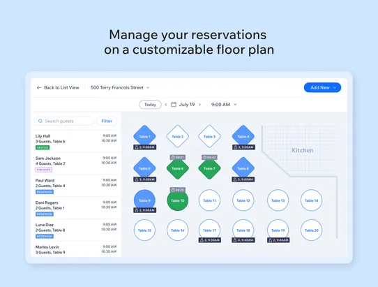 Wix Table Reservations screenshot