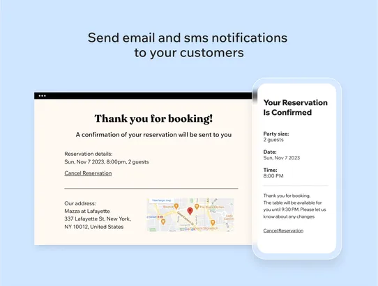 Wix Table Reservations screenshot