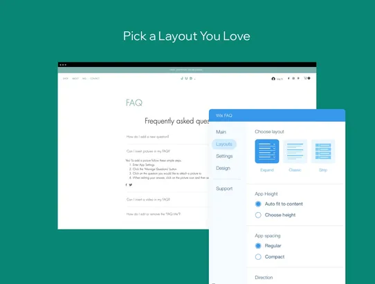 Wix FAQ screenshot