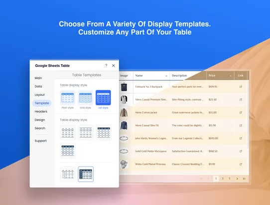 Google Sheets Table screenshot