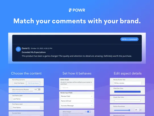 Customer Comments screenshot