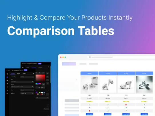 Common Ninja Comparison Tables screenshot