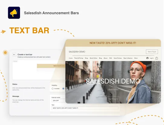 Salesdish Announcement Bars screenshot