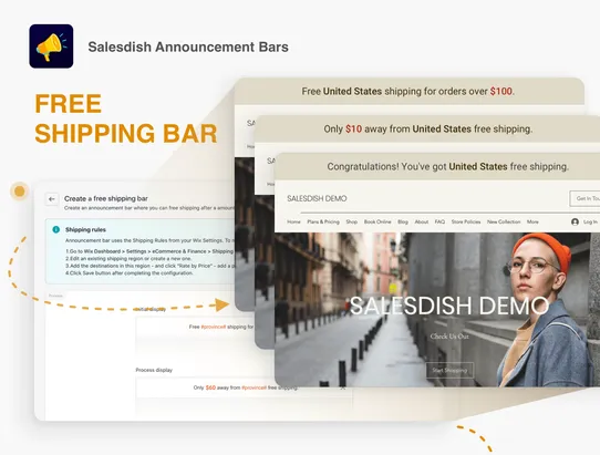 Salesdish Announcement Bars screenshot