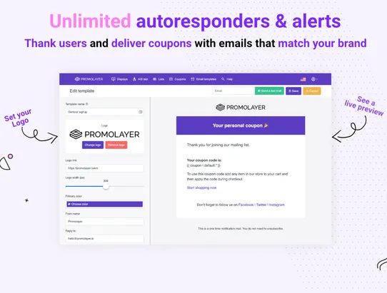 Email, Coupon &amp; sales popup screenshot