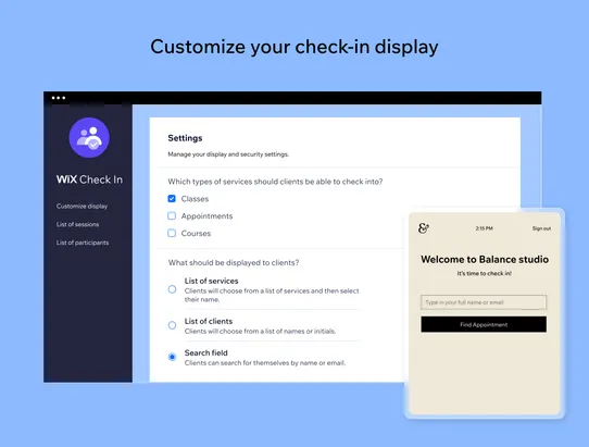 Wix Client Check-In screenshot