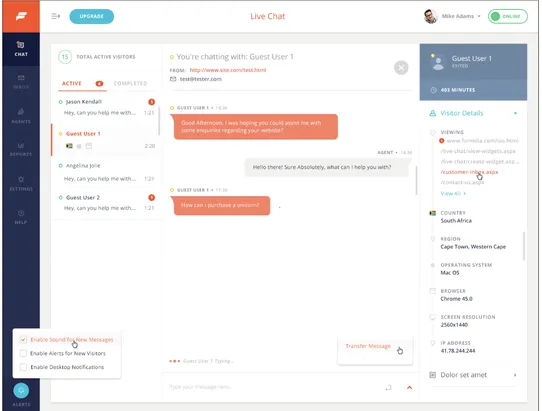 Formilla Live Chat screenshot