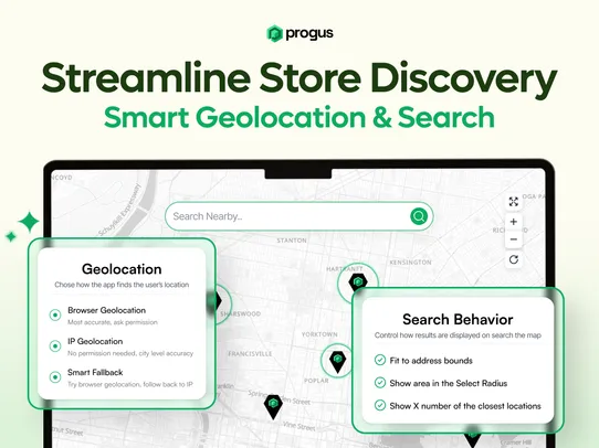 Progus Store Locator Map screenshot