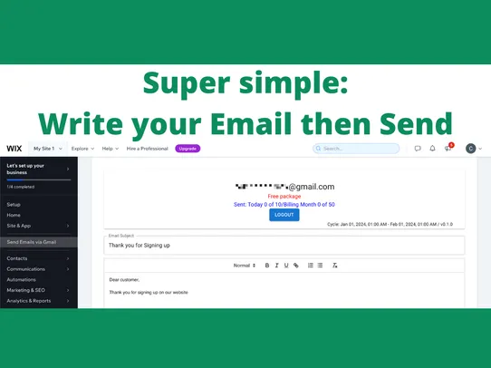 Send Emails via Gmail / Google screenshot