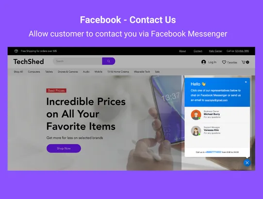 Facebook  - Contact Us screenshot