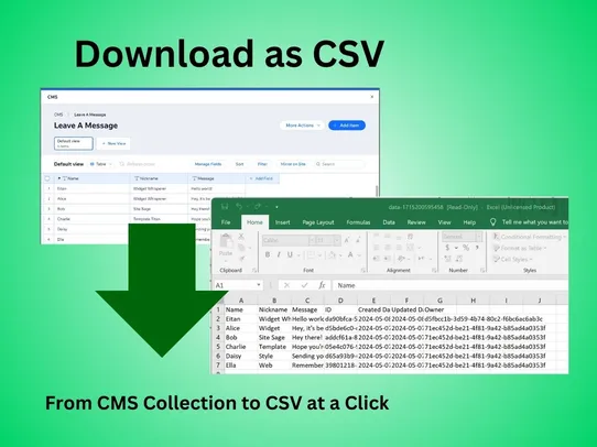 Download as CSV screenshot