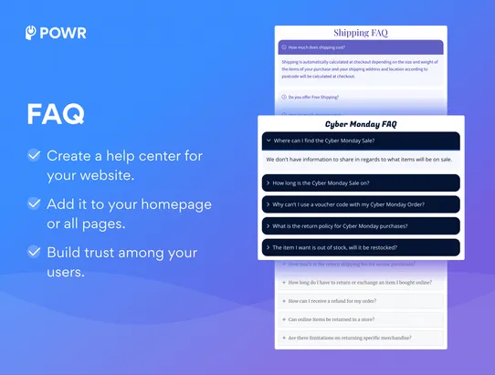 POWR FAQ - Help Center screenshot