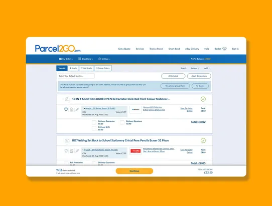 Parcel2Go screenshot