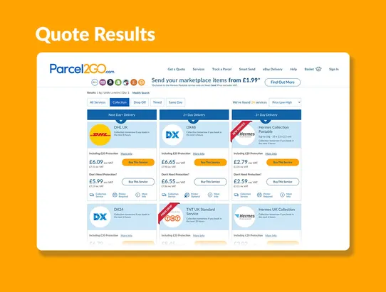 Parcel2Go screenshot