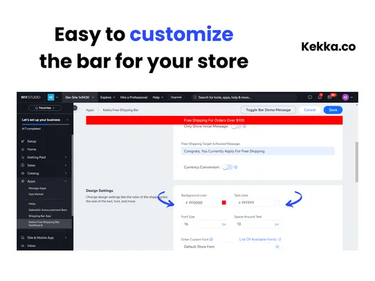 Kekka Free Shipping Bar screenshot