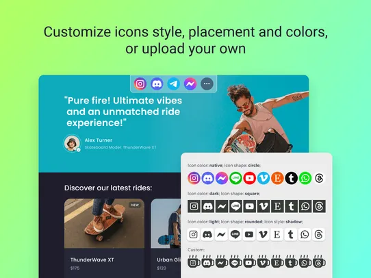 Social Media Icons Bar screenshot