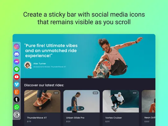 Social Media Icons Bar screenshot