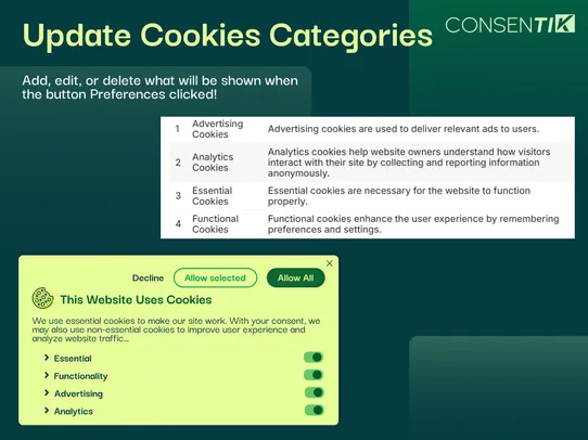 Consentik GDPR Cookie Banner screenshot