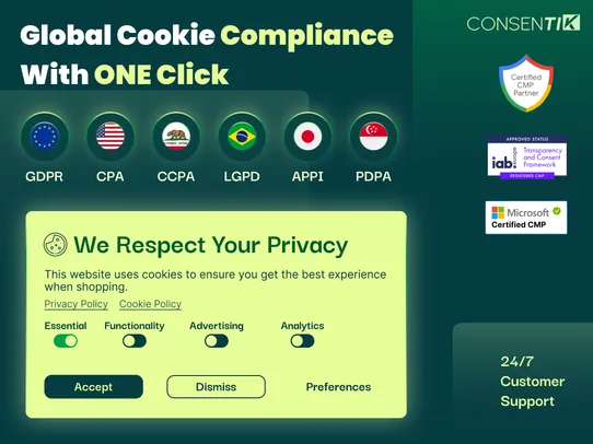 Consentik GDPR Cookie Banner screenshot