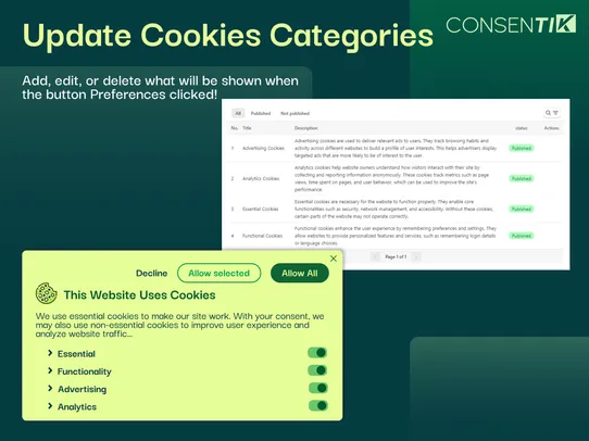 Consentik GDPR Cookie Banner screenshot