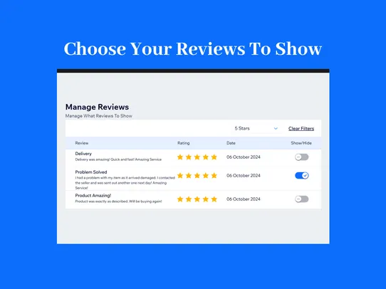 View Reviews Page screenshot