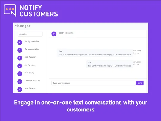 Notify Customers screenshot