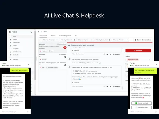 AI Live Chat &amp; Email, Helpdesk screenshot