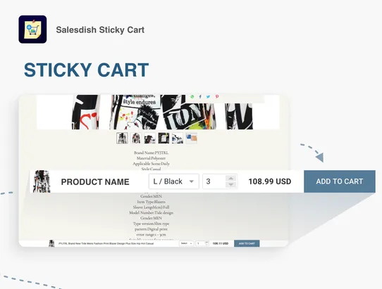 Salesdish Sticky Cart screenshot