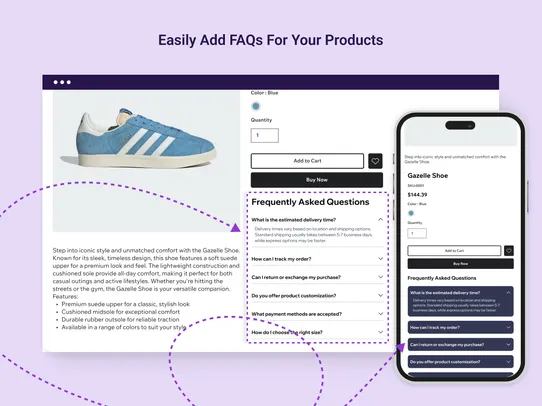 Product FAQ screenshot