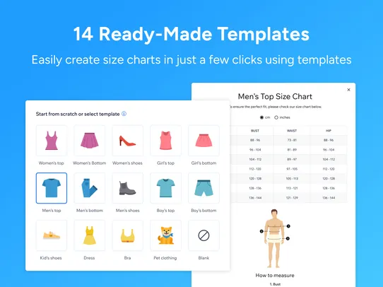 Size Chart screenshot