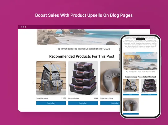 Blog Products Upsell screenshot