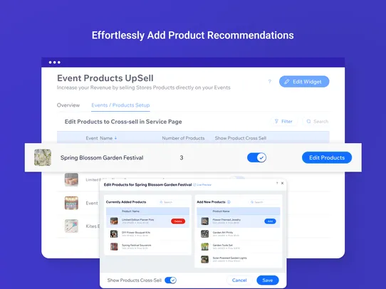 Events Products Upsell screenshot