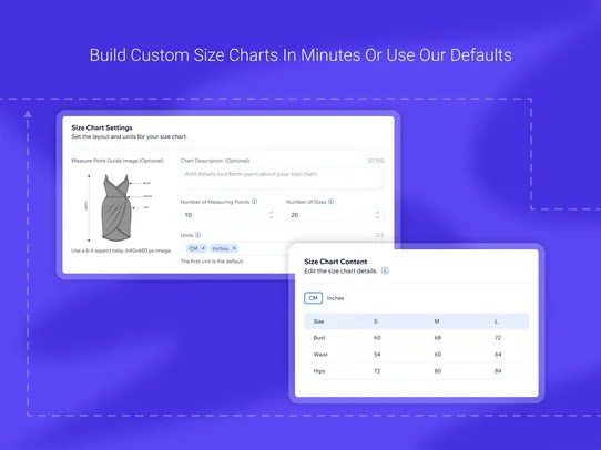 Size Charts screenshot