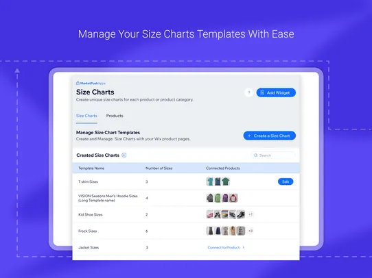 Size Charts screenshot