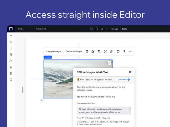 SEO for Images: AI Alt Text screenshot