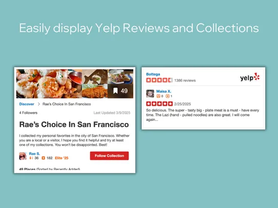Yelp Reviews and Collections screenshot
