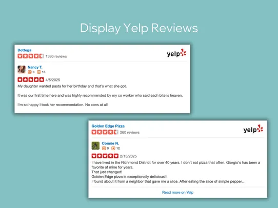 Yelp Reviews and Collections screenshot