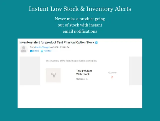 Low Inventory Alert by PoCo screenshot