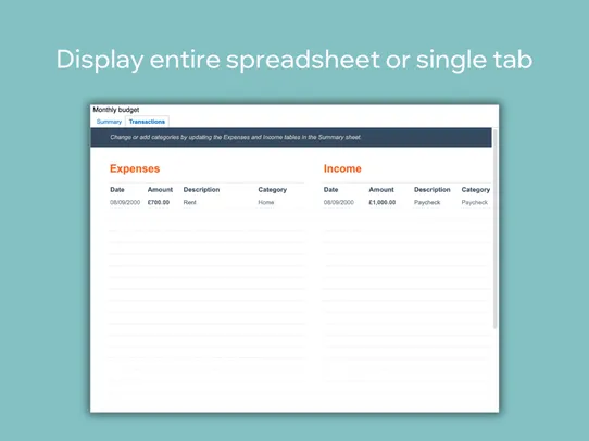 Google Spreadsheets screenshot