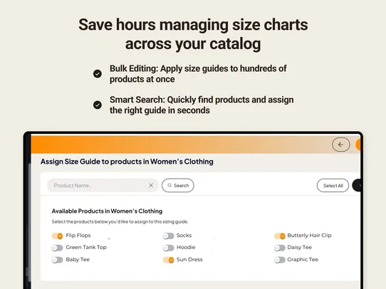 Size Guide Chart screenshot