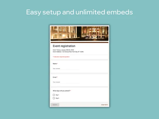 Google Forms Embed screenshot