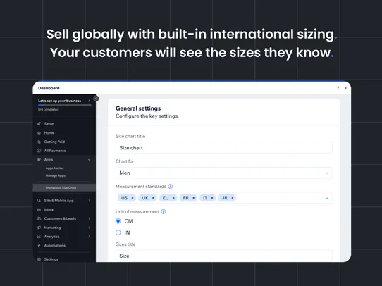 Impressive Size Chart screenshot