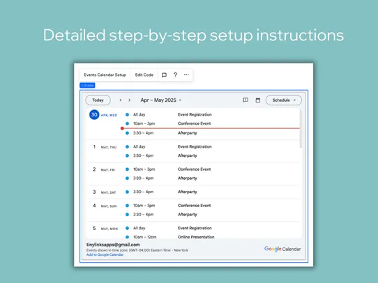 Events with Google Calendar screenshot
