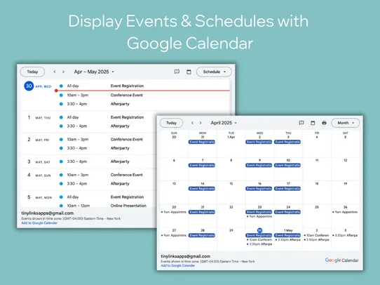 Events with Google Calendar screenshot